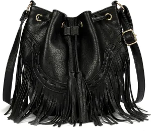 Boho Purses, Boho Bag, Black Fringe Purse, Western Purses for Women, Crossbody Bags for Women, Bucket Bags