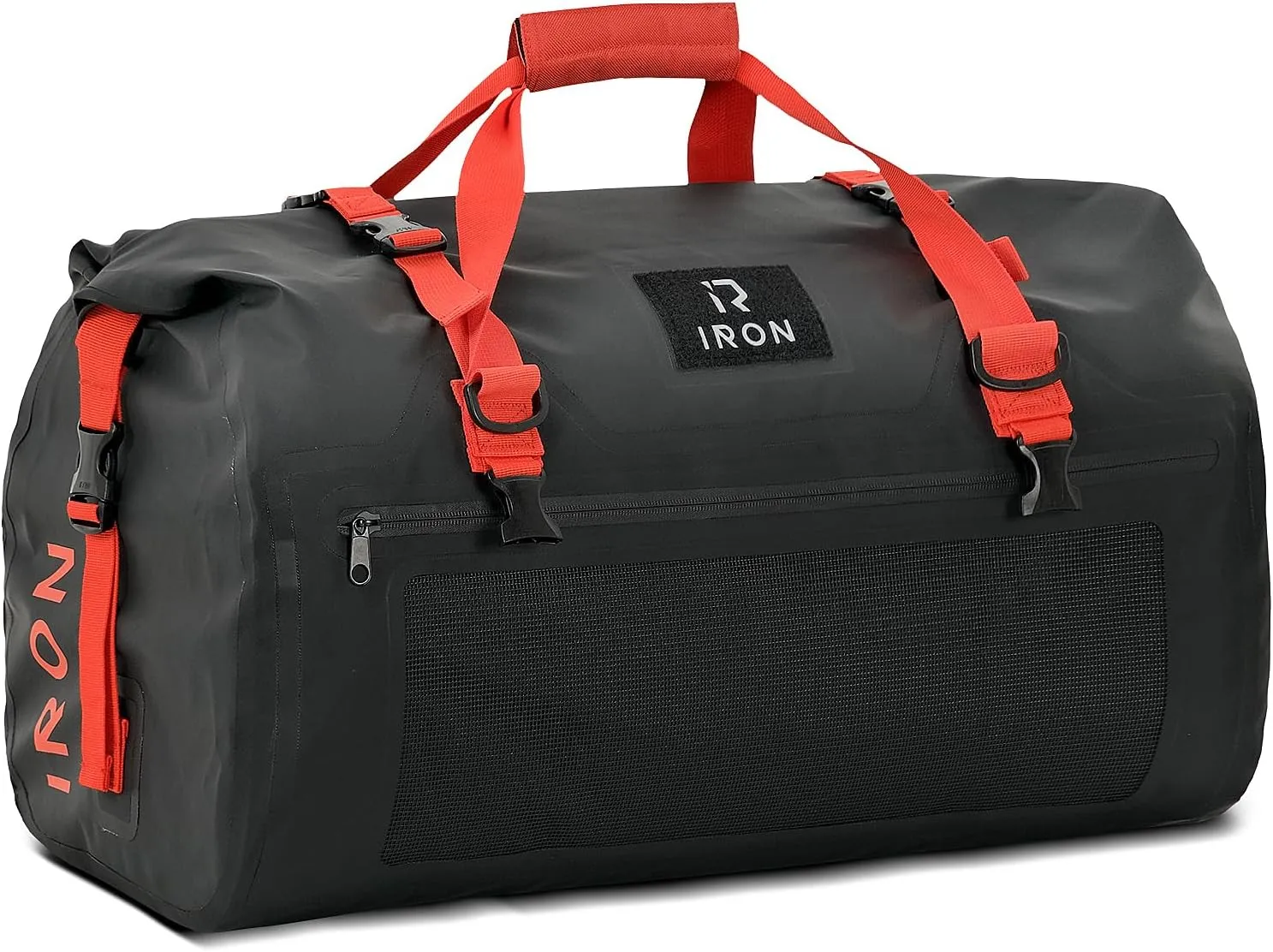 BORLENI Waterproof Motorcycle Dry Duffel Bag Luggage Tail Bag with Large Storage Space,Roll Top Closure, Shoulder Straps, Inner Pocket and Mesh Pocket for Motorcycling Travel Camping (Black,30L)