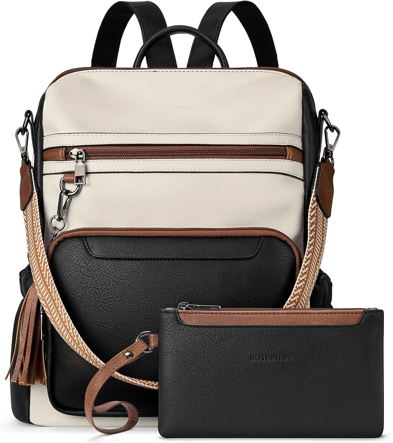BOSTANTEN Womens Backpack Purse Leather Travel Backpack Fashion Designer Ladies Shoulder Bags with Wristlet