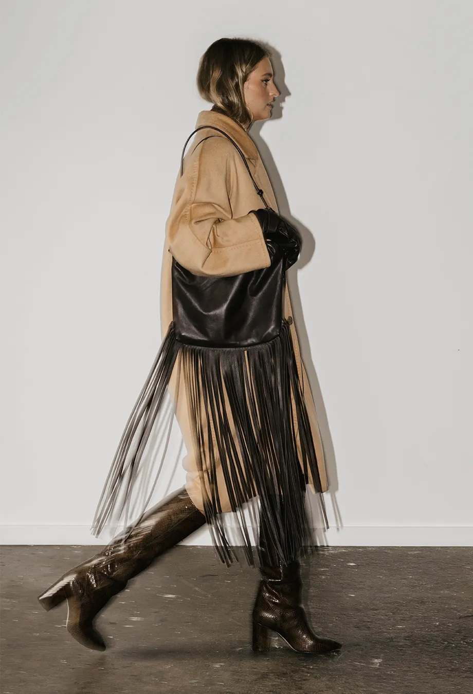 Bottega Veneta Fringe Pouch Bag in Brown