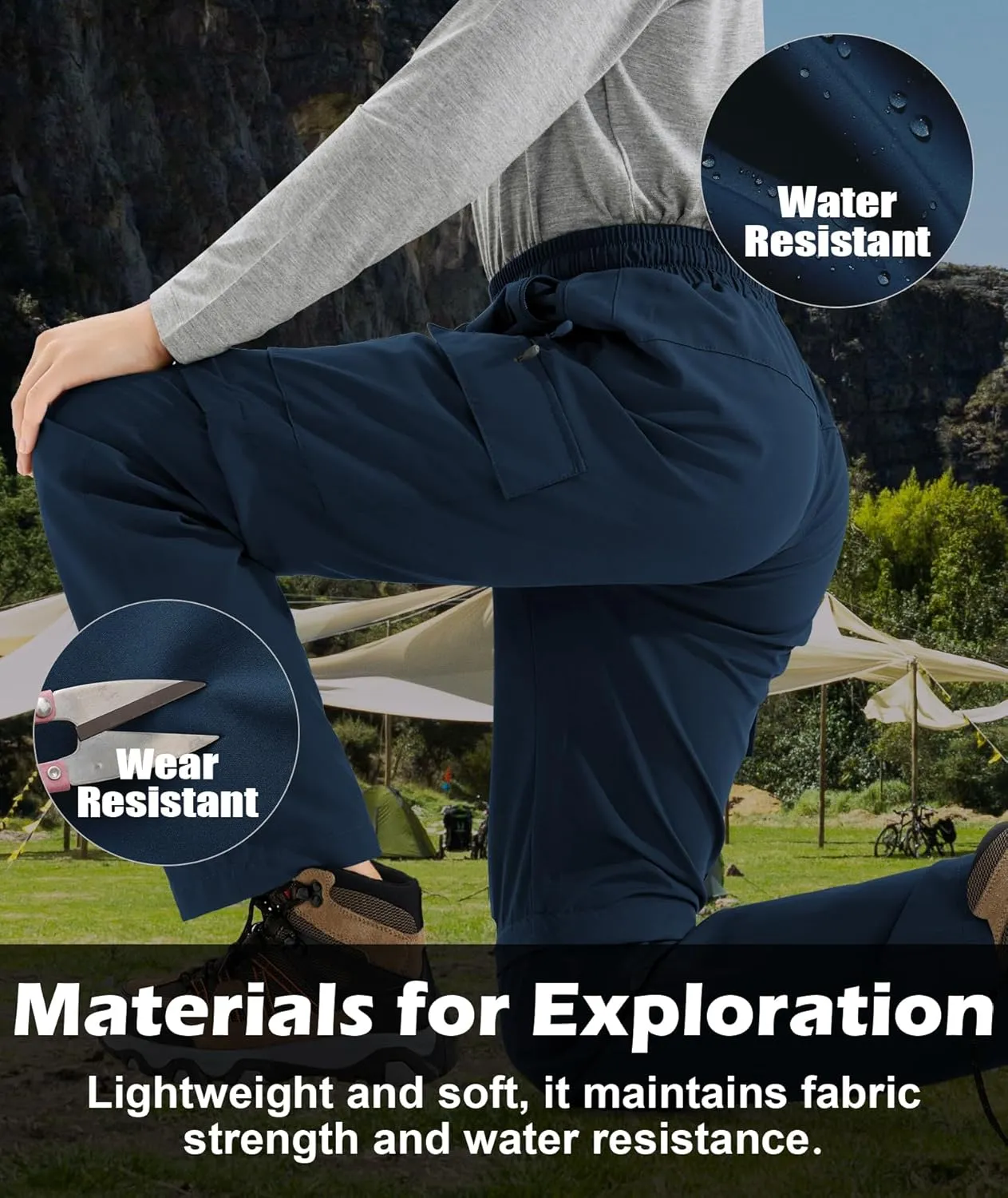 Boys Hiking Cargo Pants Kids Convertible Lightweight Quick Dry Girls Outdoor Waterproof Zip Off School Trousers