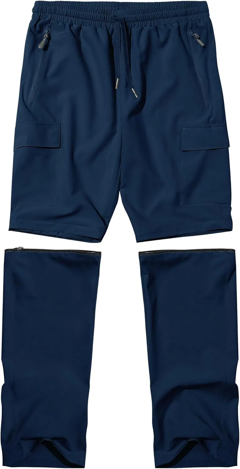 Boys Hiking Cargo Pants Kids Convertible Lightweight Quick Dry Girls Outdoor Waterproof Zip Off School Trousers