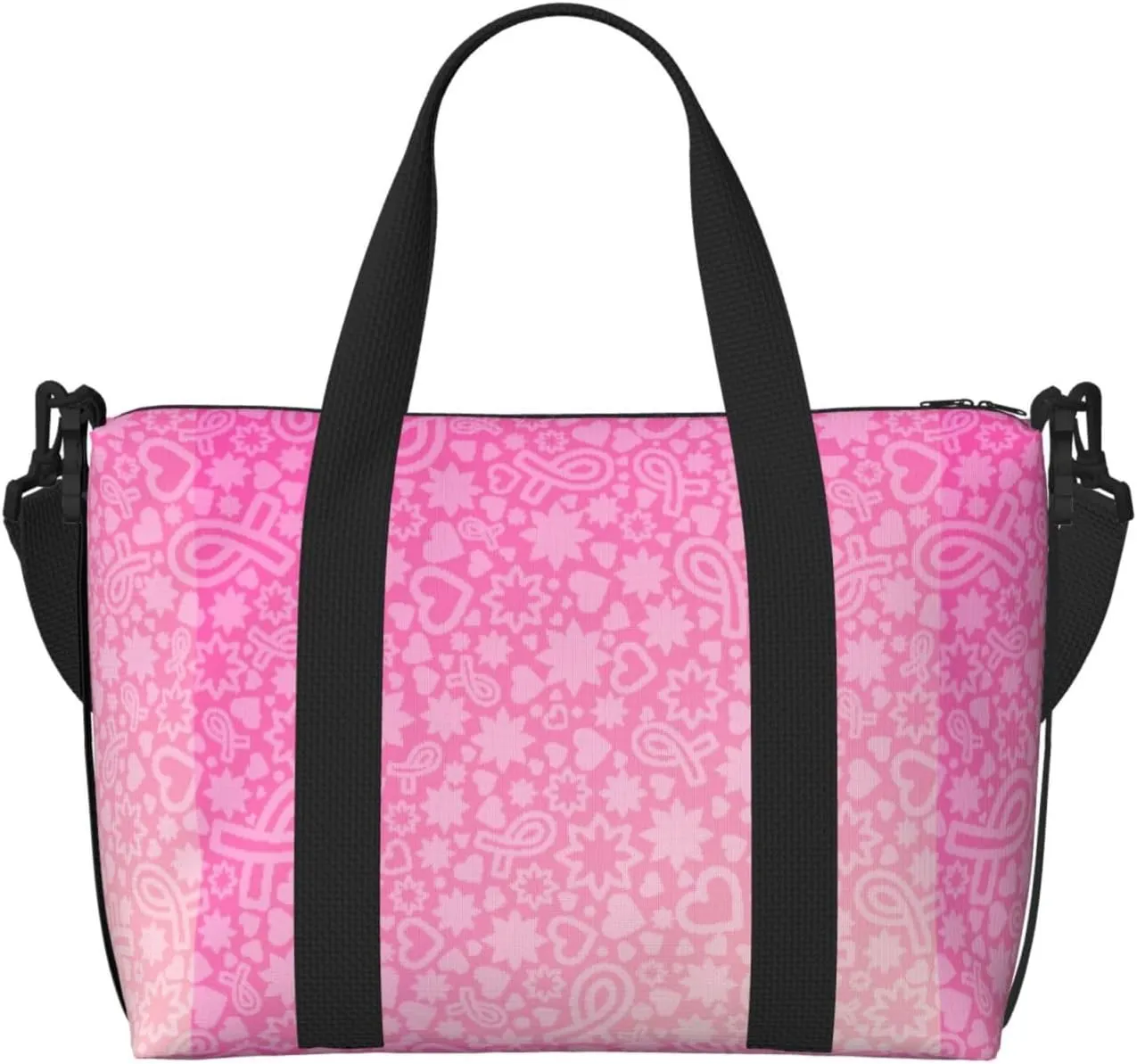 Breast Cancer Pink Ribbons Awareness Travel Duffle Bag For Women Men Weekender Overnight Bag Gym Bag For Women, Carry On Airport Bag, Travel Tote Bag With Strap For Gym Travel Business Trips