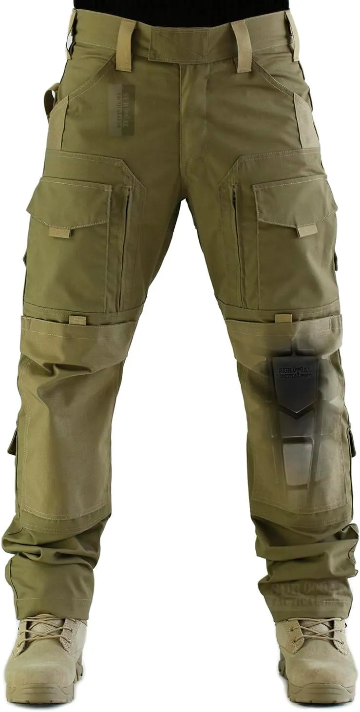 Breathable Ripstop Fabric Pants Military Combat Multi-Pocket Molle Tactical Pants with EVA Knee Pads