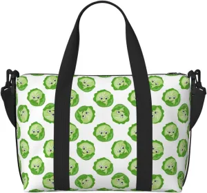 Bright Cabbage Cute Eyes Funny Travel Duffle Bag For Women Men Weekender Overnight Bag Gym Bag For Women, Carry On Airport Bag, Travel Tote Bag With Strap For Gym Travel Business Trips