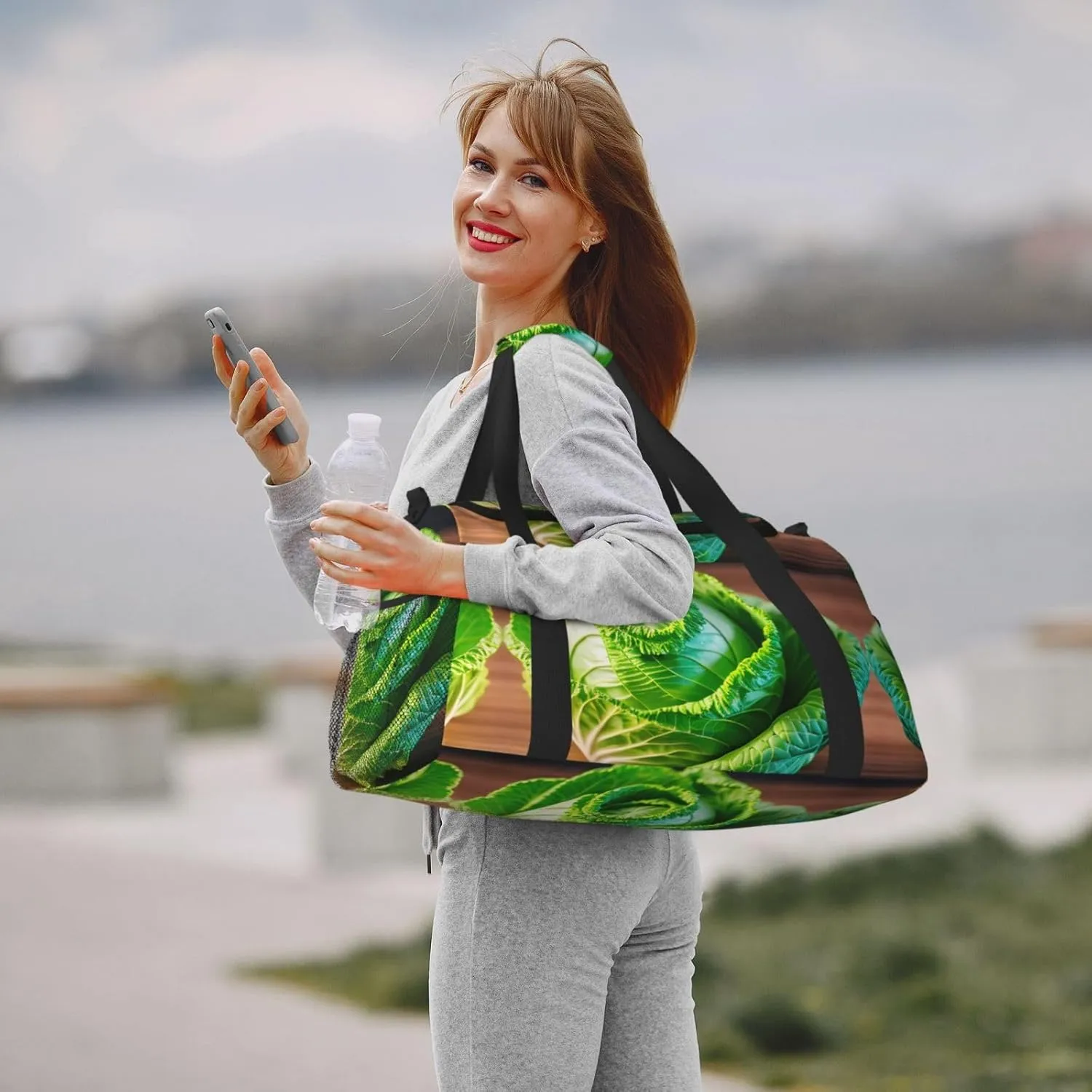 Bright Cabbage Travel Duffel Bag With Zippers And Handles, Big Foldable Duffle Bag For Family Vacations