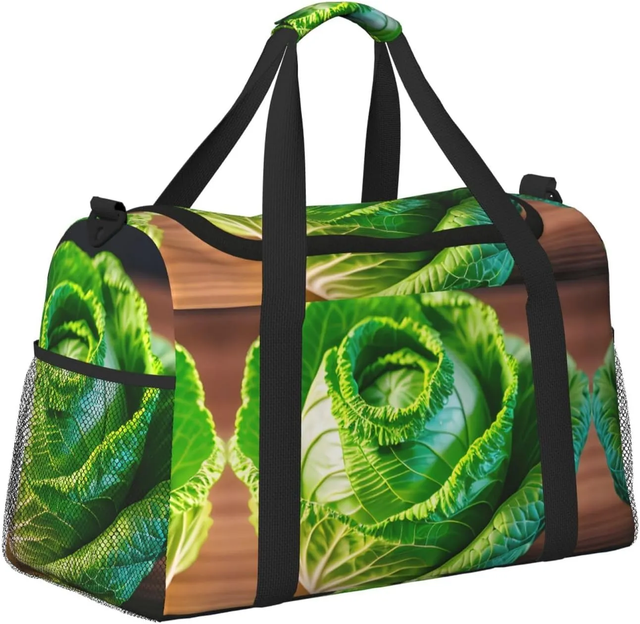 Bright Cabbage Travel Duffel Bag With Zippers And Handles, Big Foldable Duffle Bag For Family Vacations