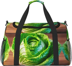 Bright Cabbage Travel Duffel Bag With Zippers And Handles, Big Foldable Duffle Bag For Family Vacations