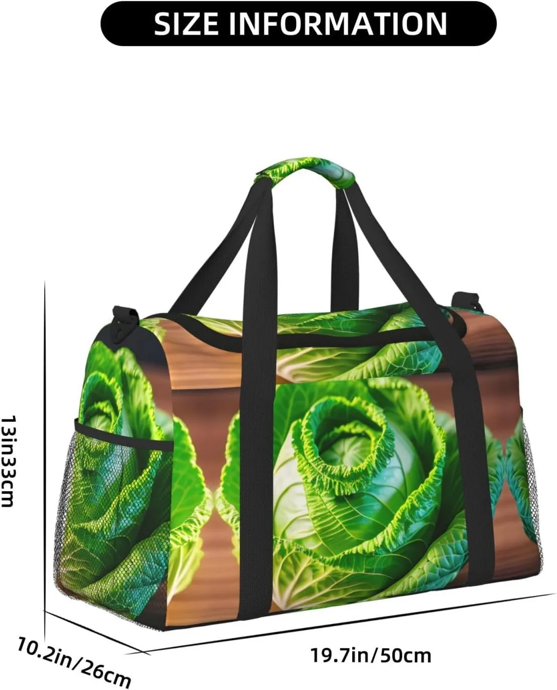 Bright Cabbage Travel Duffel Bag With Zippers And Handles, Big Foldable Duffle Bag For Family Vacations