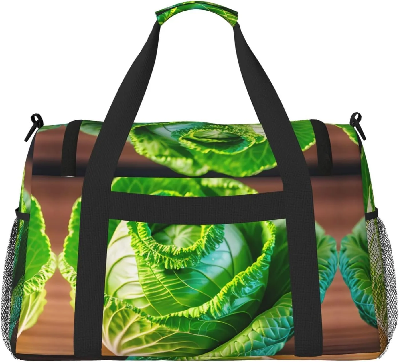 Bright Cabbage Travel Duffel Bag With Zippers And Handles, Big Foldable Duffle Bag For Family Vacations