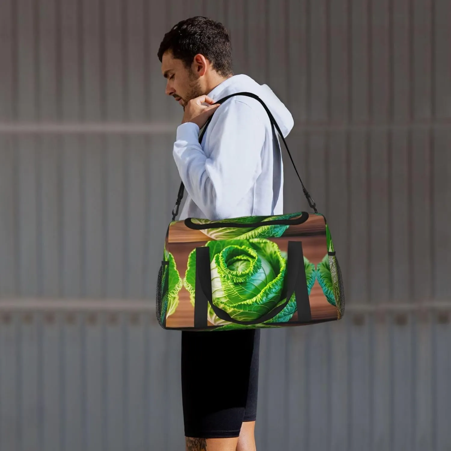 Bright Cabbage Travel Duffel Bag With Zippers And Handles, Big Foldable Duffle Bag For Family Vacations