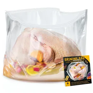 Brining Bag for Turkey Under 18lbs, 2 Pack, 21.6''x19.6'', Double Zip-lock Seal Turkey Brine Bags, Thickened Brine Bag with 2 Cotton Strings Hold up 30lbs