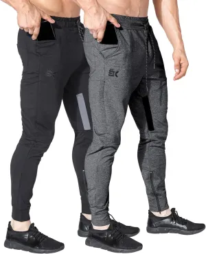 BROKIG Mens Gym Jogger Pants,Casual Slim Workout Sweatpants with Zipper Pockets Bodybuilding Athletic Pants