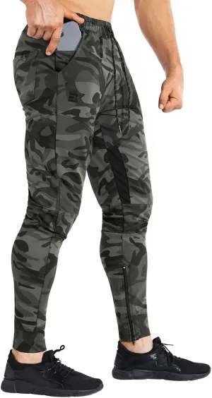 BROKIG Mens Gym Jogger Pants,Casual Slim Workout Sweatpants with Zipper Pockets Bodybuilding Athletic Pants