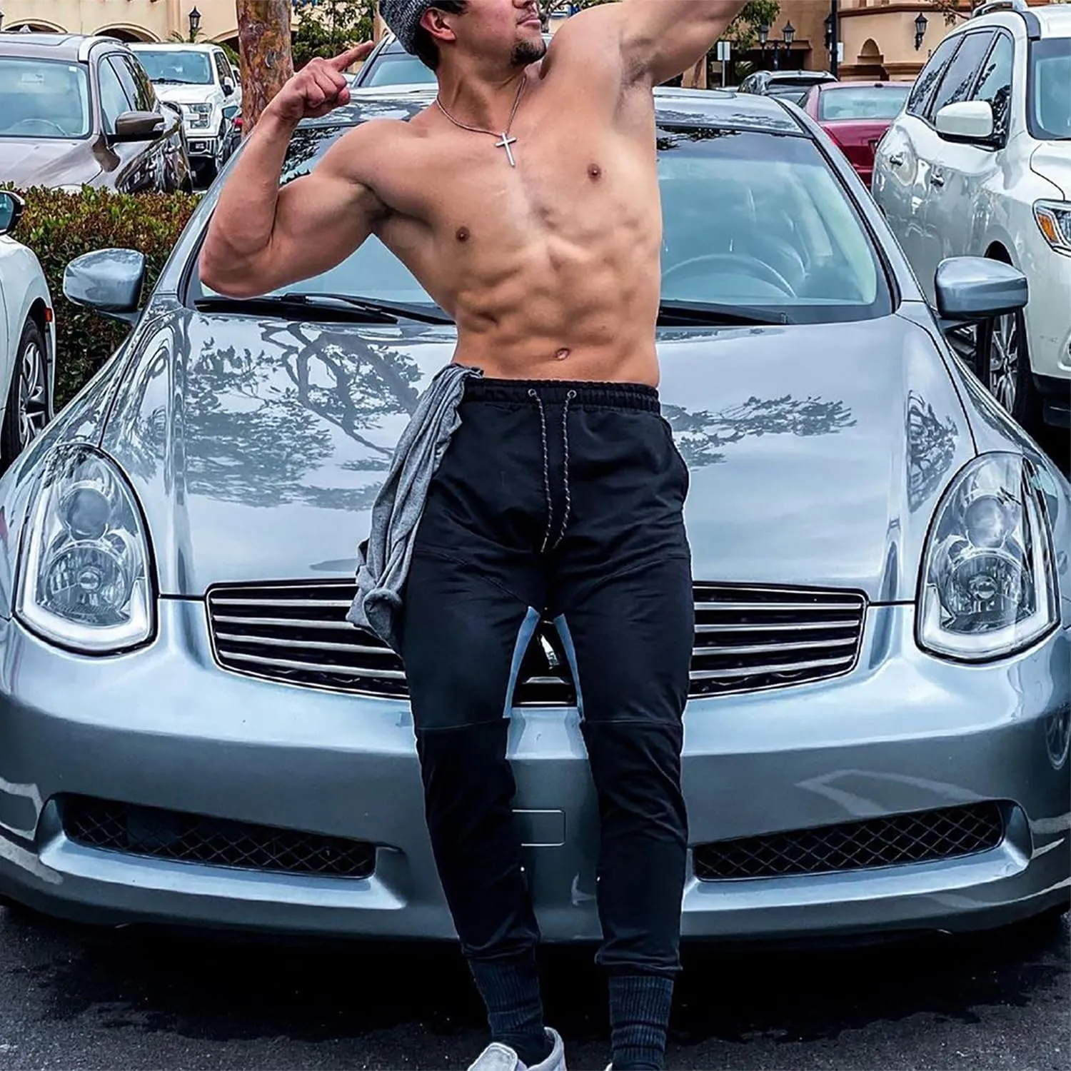 BROKIG Mens Gym Jogger Pants,Casual Slim Workout Sweatpants with Zipper Pockets Bodybuilding Athletic Pants