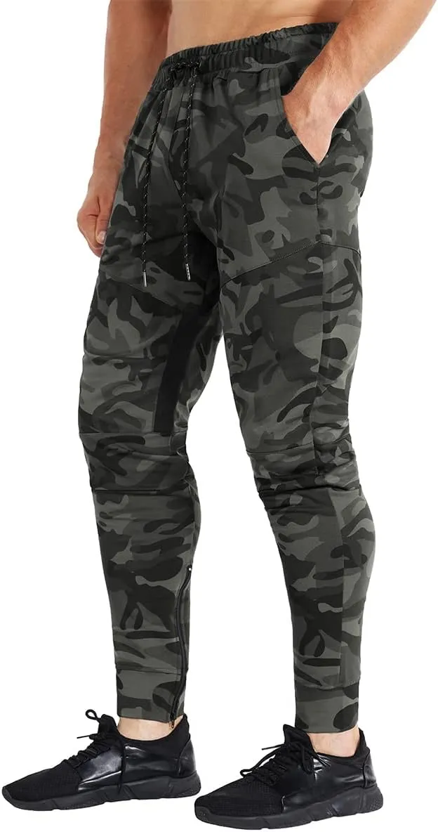 BROKIG Mens Gym Jogger Pants,Casual Slim Workout Sweatpants with Zipper Pockets Bodybuilding Athletic Pants