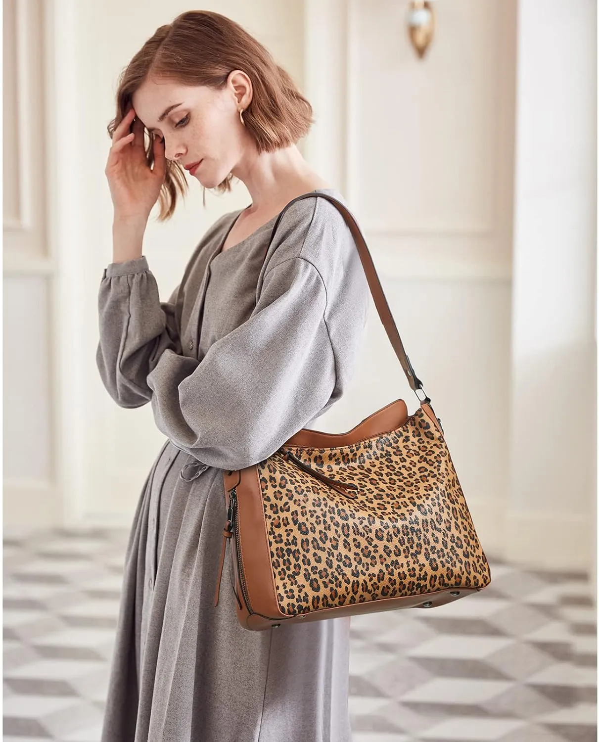 BROMEN Purses for Women Vegan Leather Hobo Bags Designer Handbags Large Shoulder Crossbody Bag with Adjustable Strap