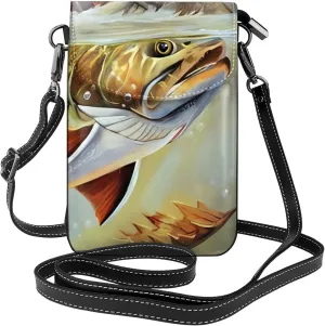 Brook Trout Fly Fishing Small Crossbody Bags, Printed Cell Phone Purse with Card Slots, Shoulder Handbag with Strap