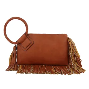 Brown Fringe Wristlet/Clutch