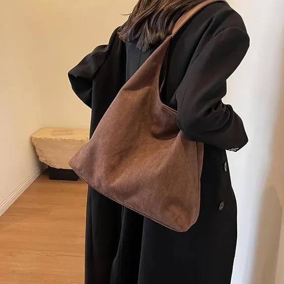 Brown Suede Bag Suede Tote Bag Suede Purses Suede Handbags Suede Hobo Bags for Women