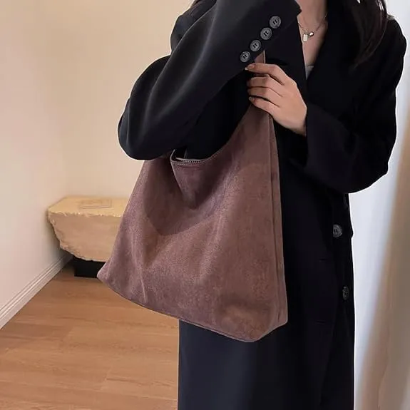 Brown Suede Bag Suede Tote Bag Suede Purses Suede Handbags Suede Hobo Bags for Women
