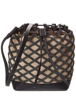 Brunello Cucinelli Monili Drawstring Suede & Leather Bucket Bag