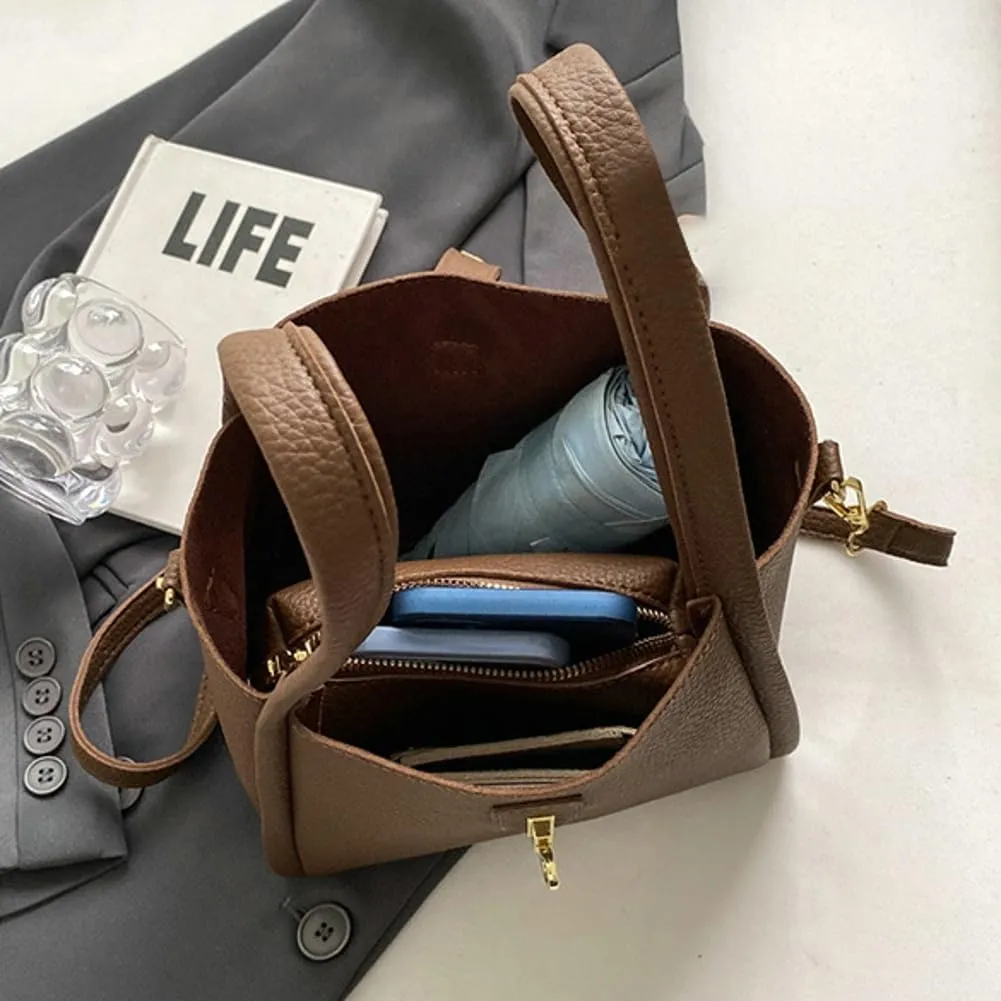 Bucket Bag for Women Soft Leather Bucket Hobo Purse Trendy Crossbody Shoulder Bag Top Handle Handbag Slouchy Tote Satchel