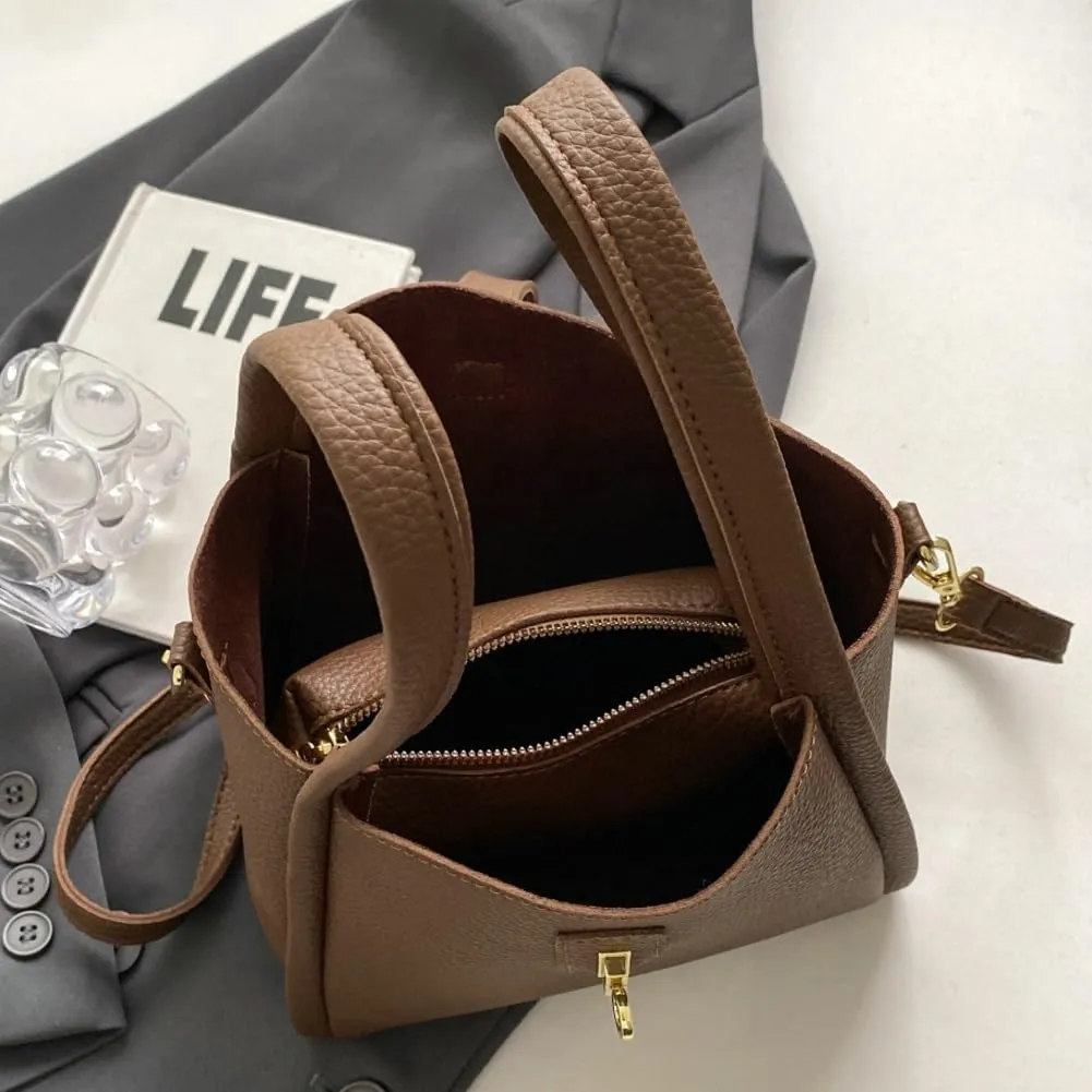 Bucket Bag for Women Soft Leather Bucket Hobo Purse Trendy Crossbody Shoulder Bag Top Handle Handbag Slouchy Tote Satchel