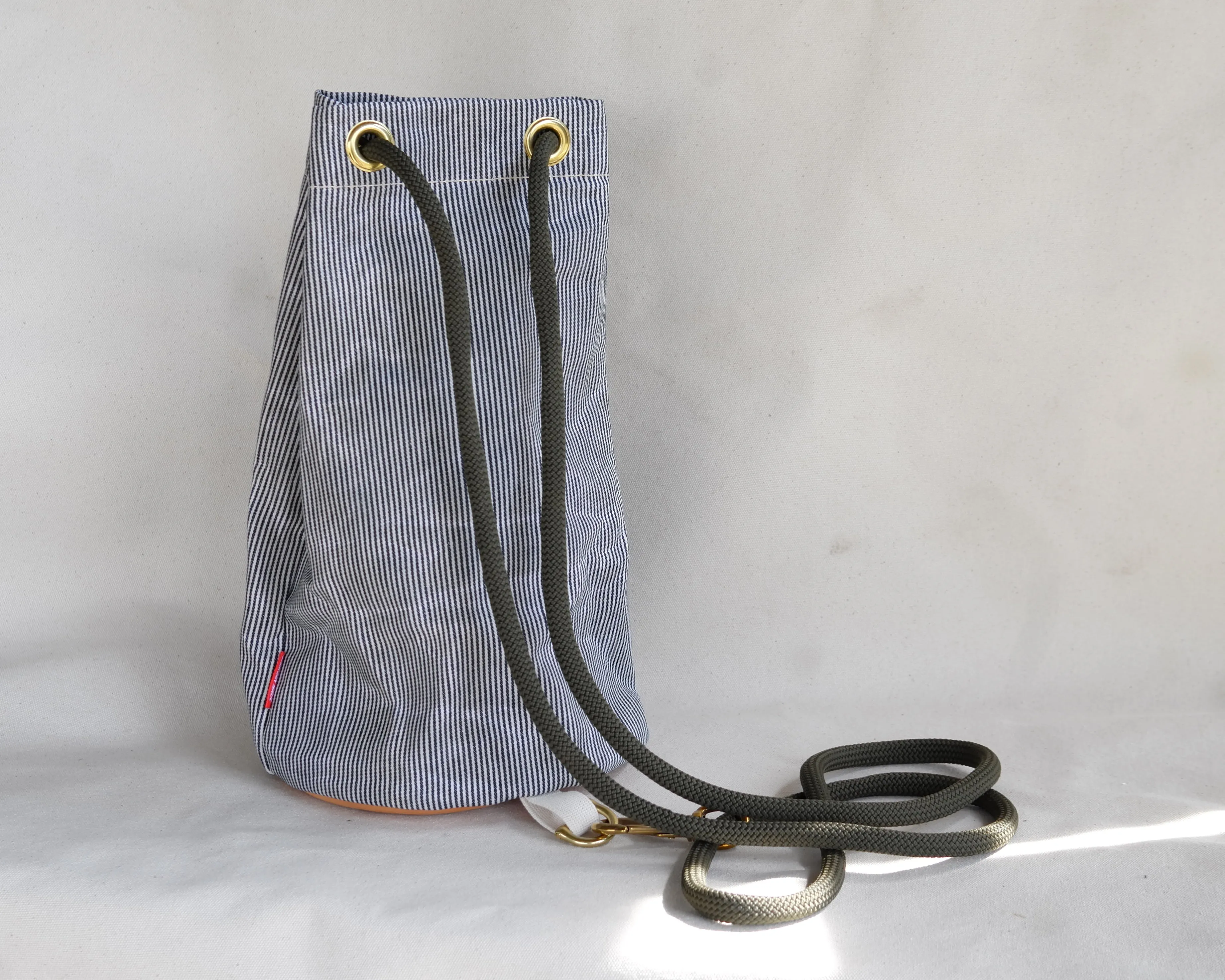 Bucket Bag in Engineer Stripe Waxed Canvas