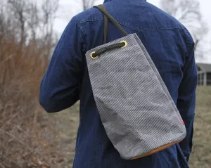 Bucket Bag in Engineer Stripe Waxed Canvas