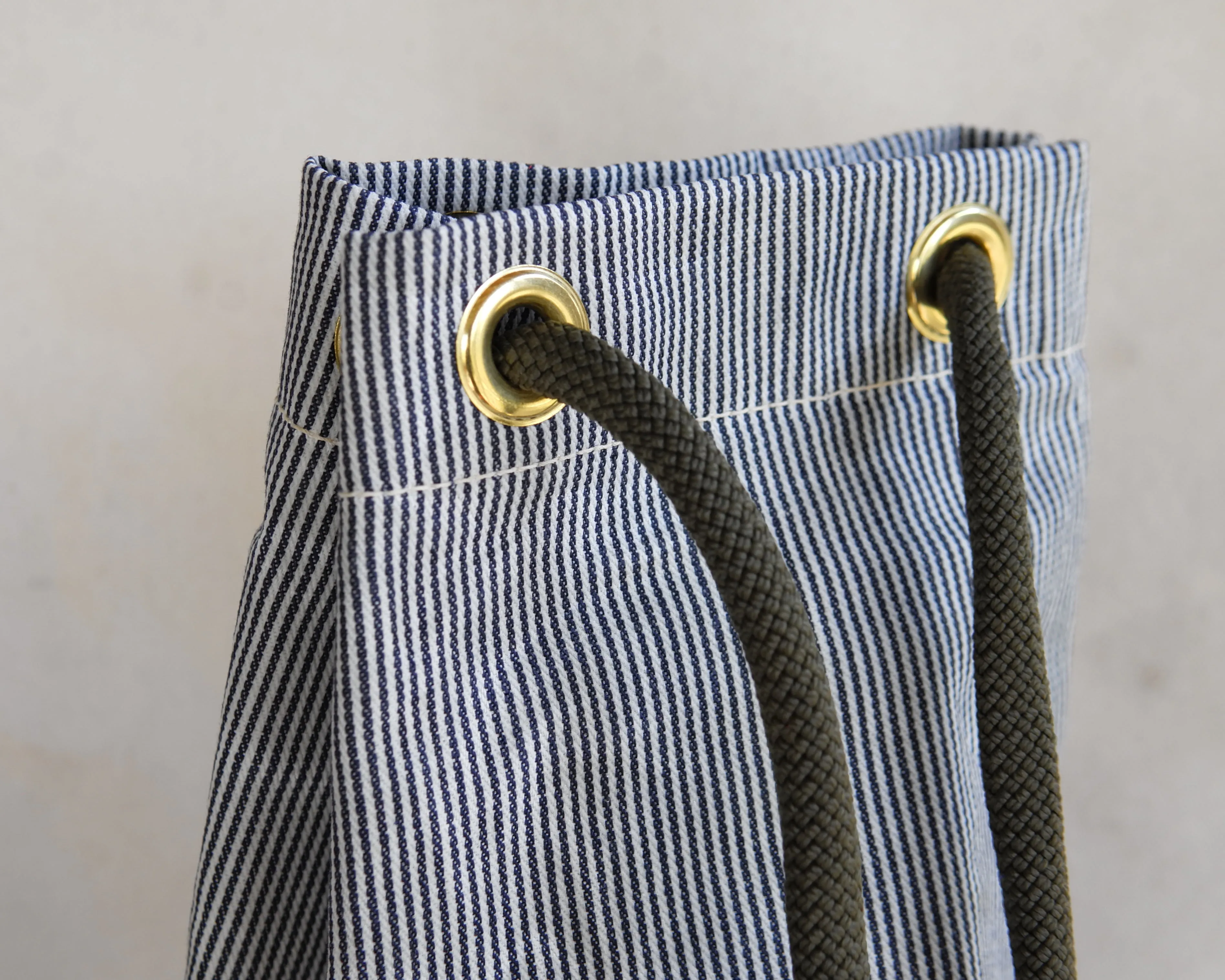 Bucket Bag in Engineer Stripe Waxed Canvas