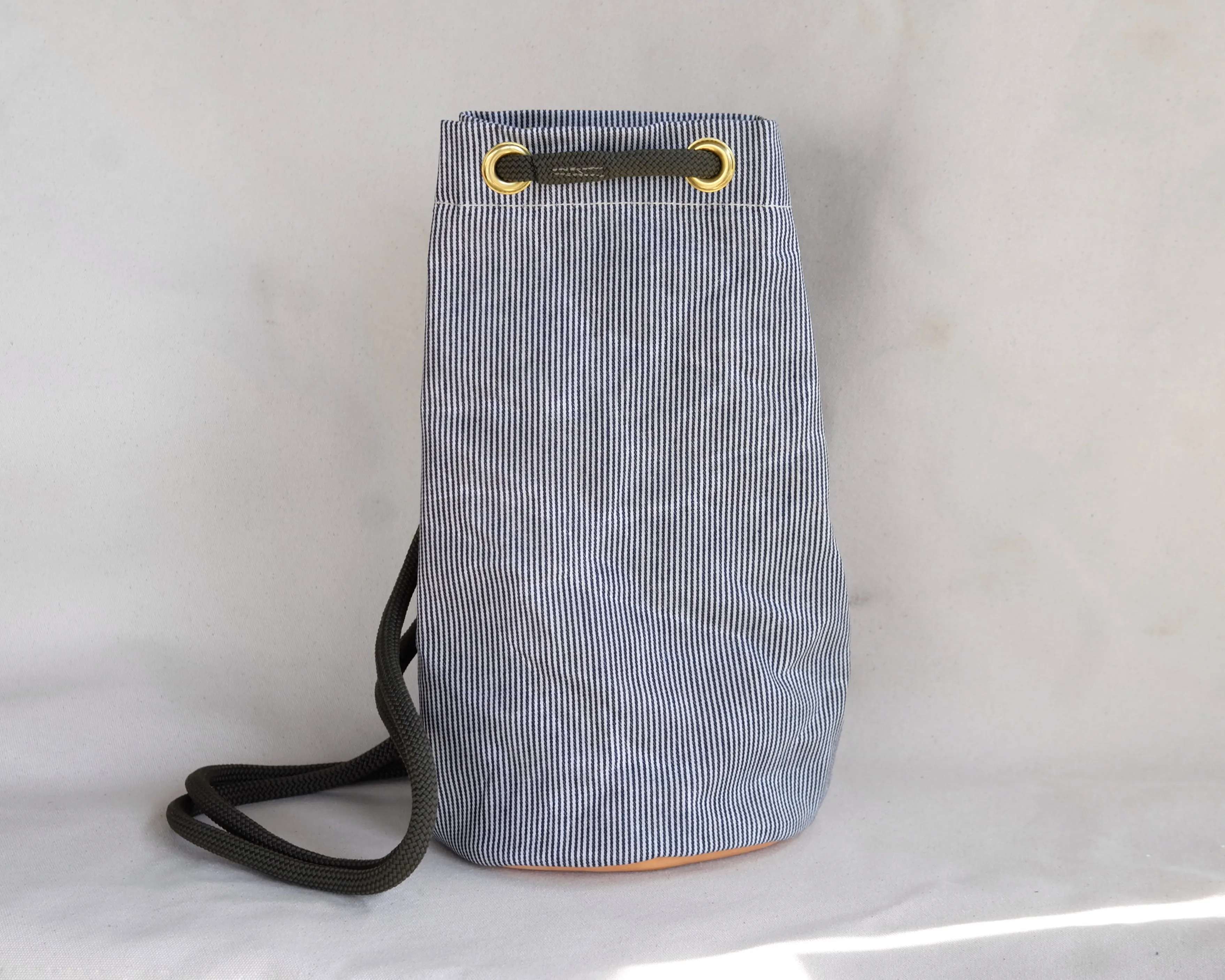 Bucket Bag in Engineer Stripe Waxed Canvas