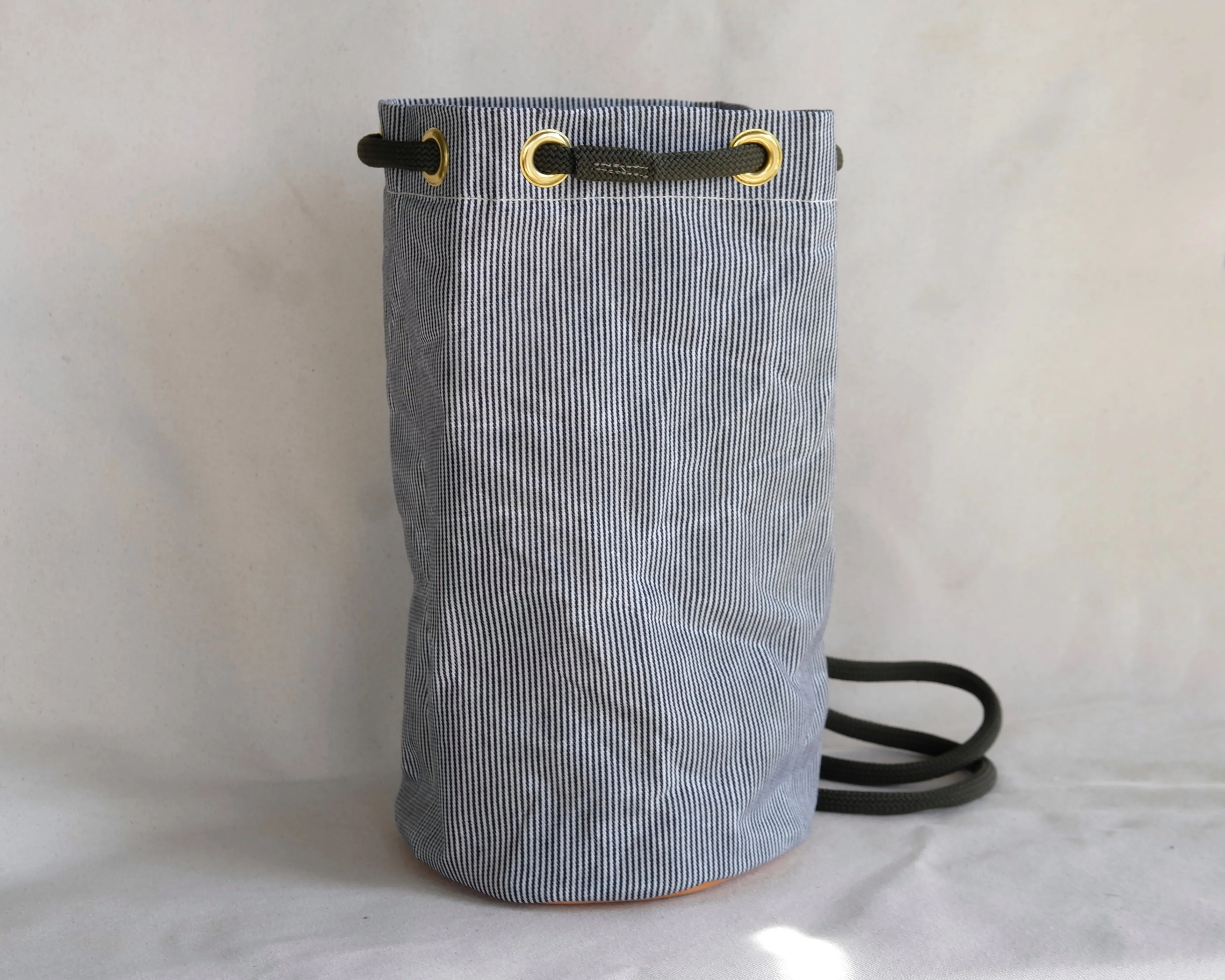 Bucket Bag in Engineer Stripe Waxed Canvas