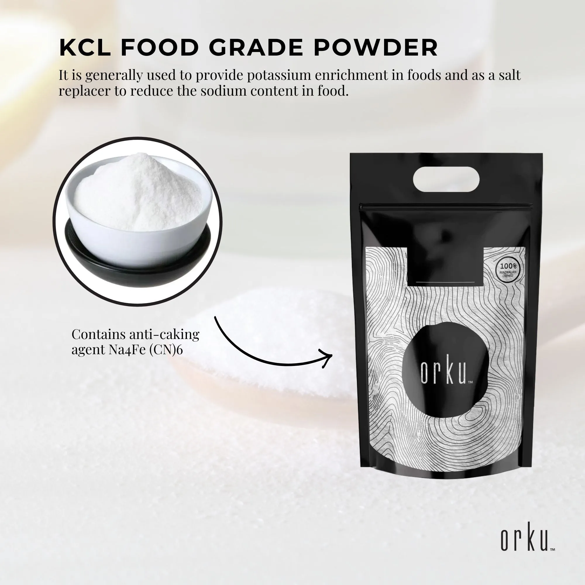 Bulk 20Kg Potassium Chloride Powder Tub - Pure KCL E508 Food Grade Supplement