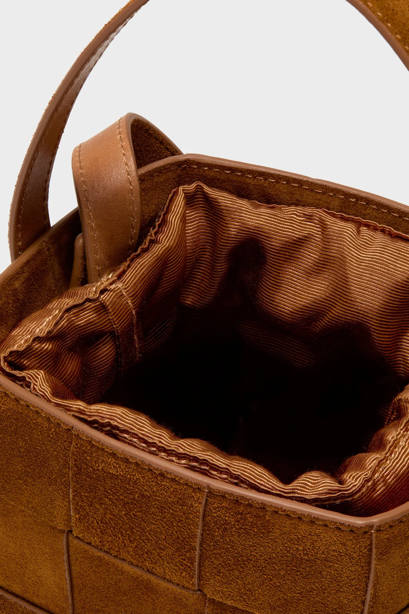 Cacao Laith Woven Top Handle Bag