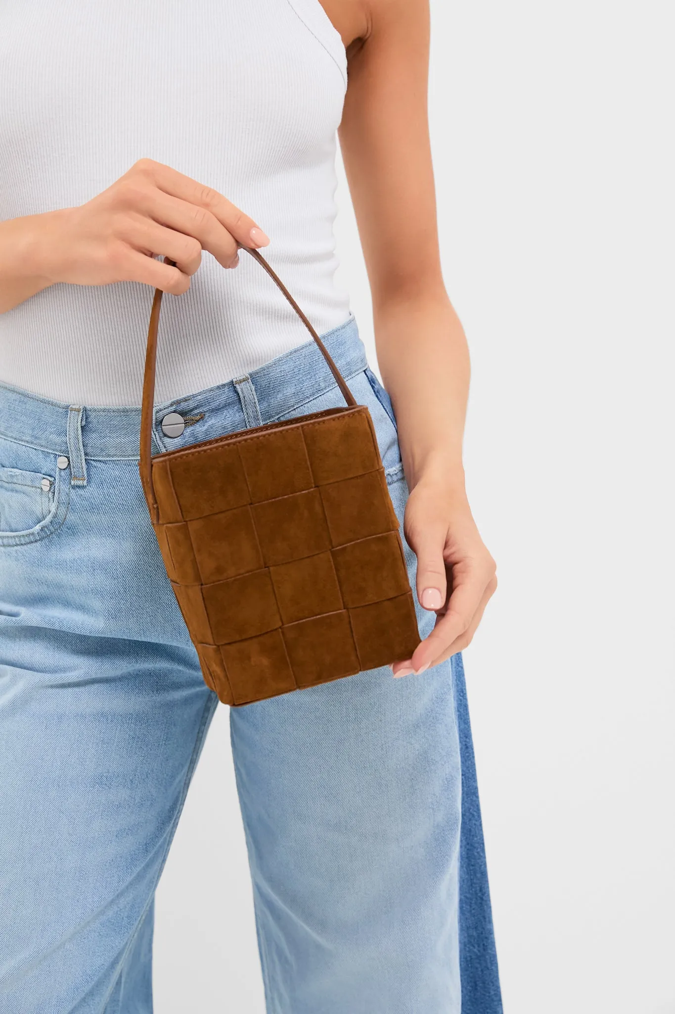 Cacao Laith Woven Top Handle Bag