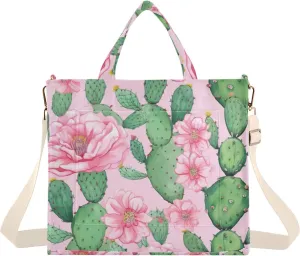 Cactus Succulents Flower Tote Bag for Women Large Capacity Purses Handbags Shoulder Bag for Gym Work Travel, M