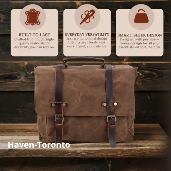 Canvas & Leather Messenger Bag | BRUGES