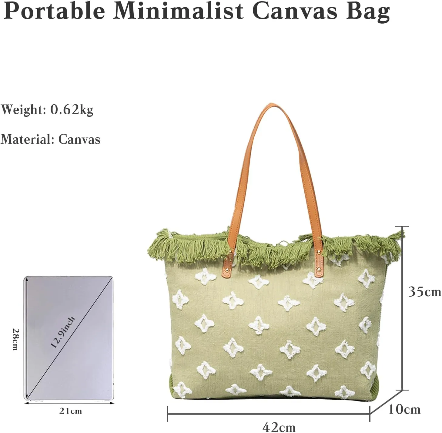 Canvas Handbag for Women Bohemian Tote Bag Large Top Handle Bag Summer Beach Bag Hobo Bag with Tassels Shoulder Bag