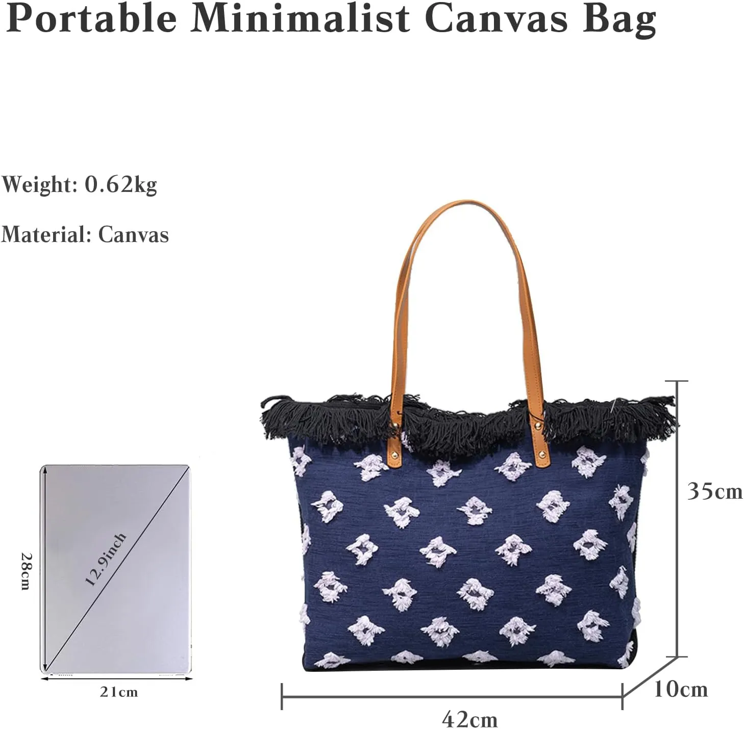 Canvas Handbag for Women Bohemian Tote Bag Large Top Handle Bag Summer Beach Bag Hobo Bag with Tassels Shoulder Bag