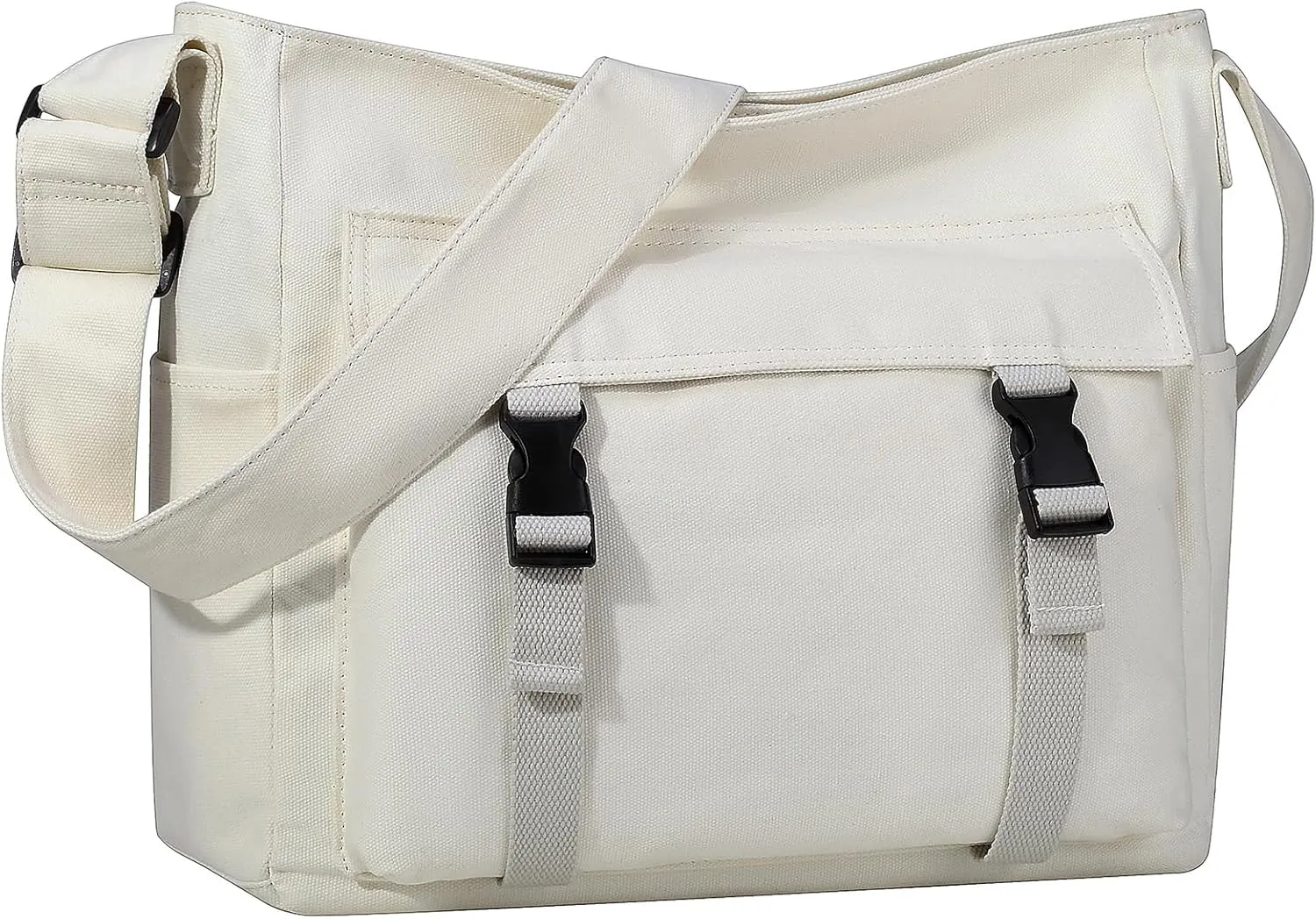 Canvas Messenger Bag,Lightweight Large Casual Crossbody Shoulder Hobo Bag for Women Men Work/Travel/College