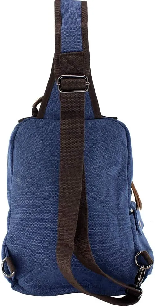 Canvas Shoulder Backpack Travel Rucksack Sling Bag Cross Body Messenger Bag,180308-Blue