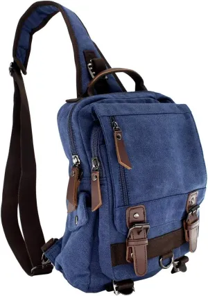 Canvas Shoulder Backpack Travel Rucksack Sling Bag Cross Body Messenger Bag,180308-Blue