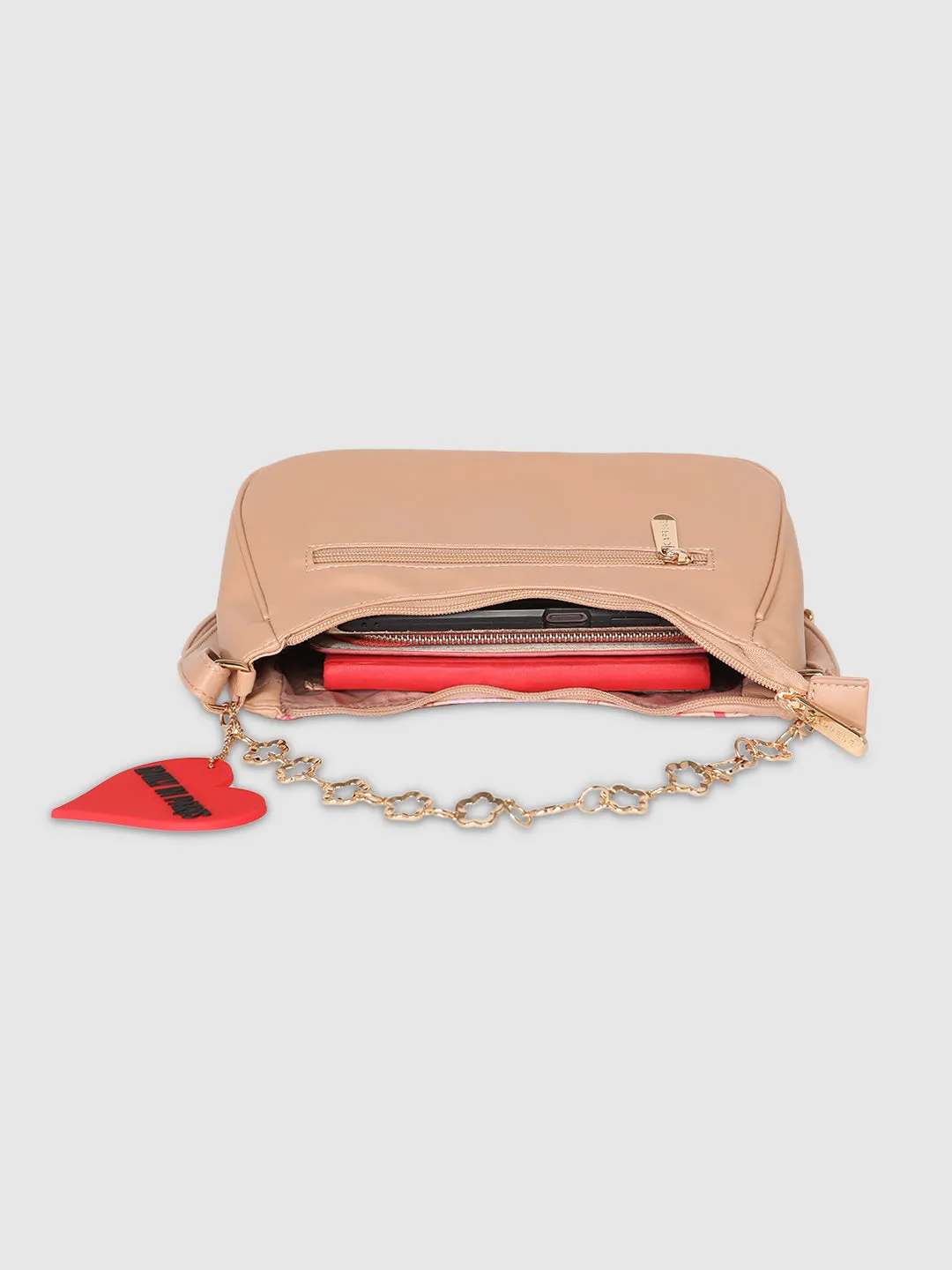 Caprese Emily In Paris Printed Beige Hobo Bag