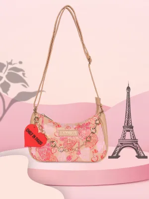 Caprese Emily In Paris Printed Beige Hobo Bag
