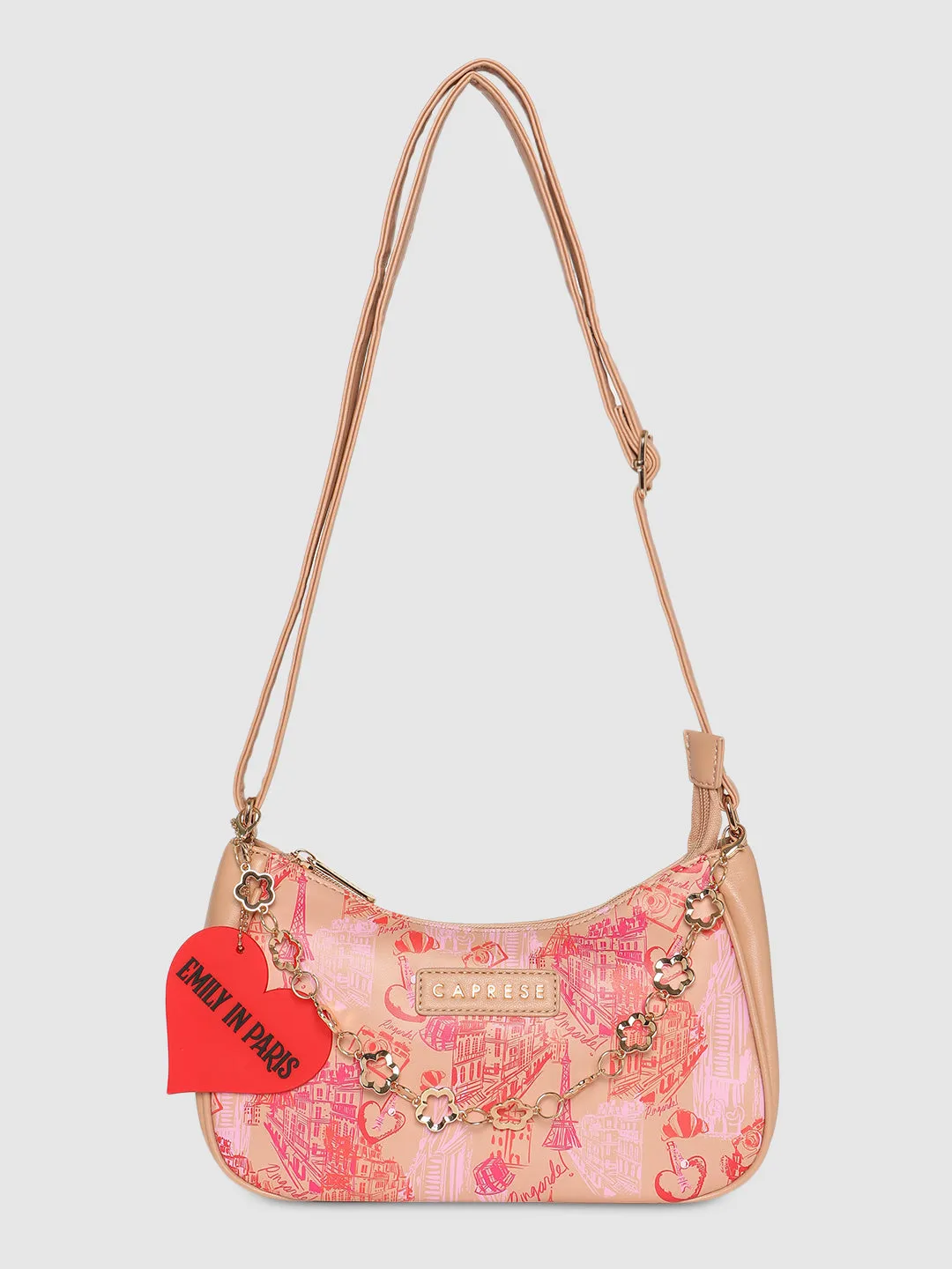 Caprese Emily In Paris Printed Beige Hobo Bag