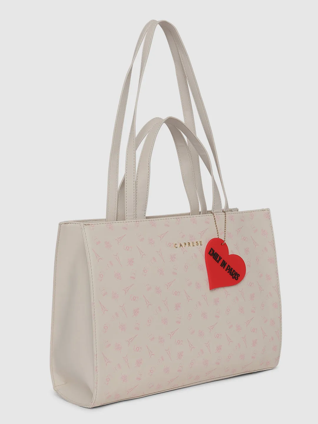 Caprese Emily In Paris Printed Medium Beige Tote Bag
