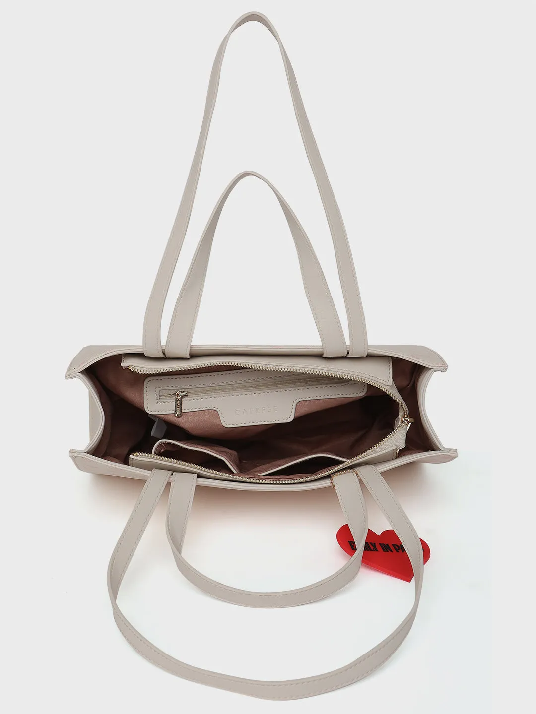 Caprese Emily In Paris Printed Medium Beige Tote Bag