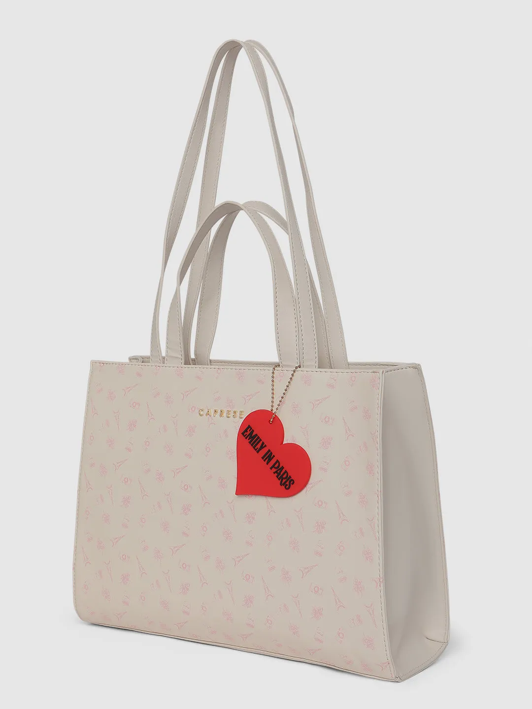 Caprese Emily In Paris Printed Medium Beige Tote Bag