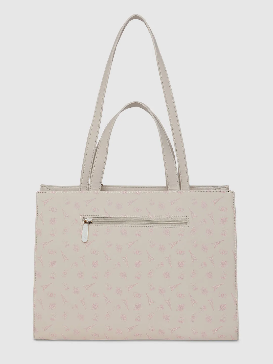 Caprese Emily In Paris Printed Medium Beige Tote Bag